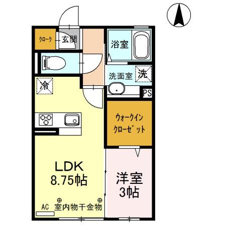 アスター(1LDK/2階)の間取り写真