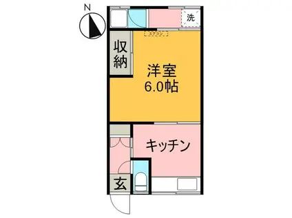 ベルモント保土ヶ谷(1K/1階)の間取り写真