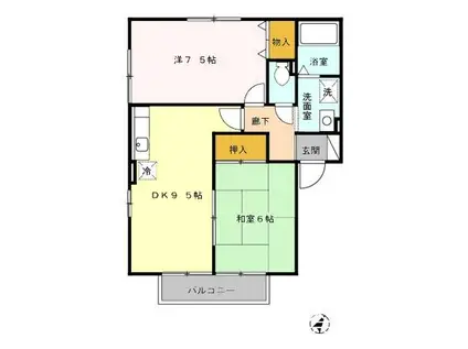 セジュールマインA(2DK/2階)の間取り写真