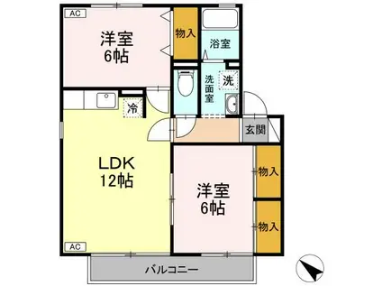 コート・デ・ボナールA棟(2LDK/1階)の間取り写真