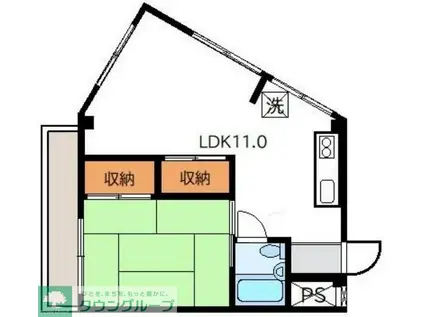 大宮エンゼルハイツ(1LDK/3階)の間取り写真