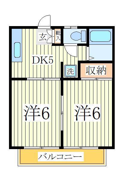 グランドハイツコタケ(2DK/2階)の間取り写真