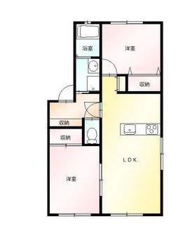 シャトルB(2LDK/1階)の間取り写真
