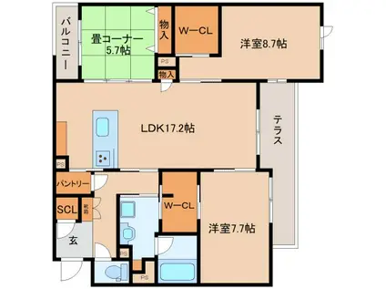 シャトードールプレミア(3LDK/1階)の間取り写真