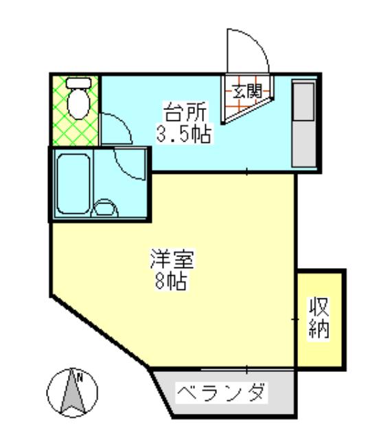 サンレモA(1K/1階)の間取り写真