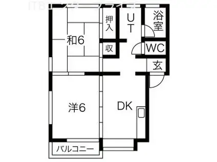 フロイデン(2DK/2階)の間取り写真