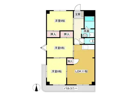 グランシャリオ幸田(3LDK/2階)の間取り写真