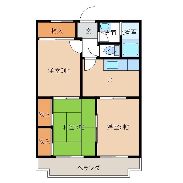 シーフーティエン(3DK/1階)の間取り写真