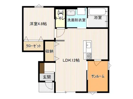 アヴニール向中野II(1SLDK/1階)の間取り写真