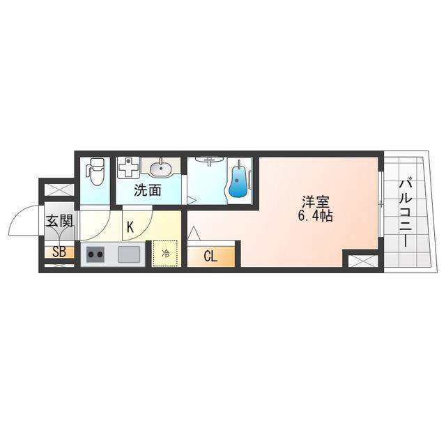 S-RESIDENCE福島玉川TRES(1K/7階)の間取り写真