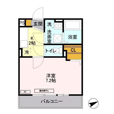 セジュールウィステリア(1K/2階)の間取り写真