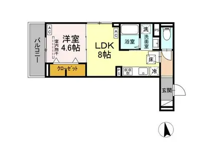 セレスティア亀有(1LDK/1階)の間取り写真