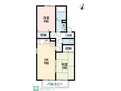 オリーブライト(2DK/1階)の間取り写真