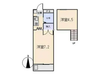 オレンジハウス(ワンルーム/2階)の間取り写真