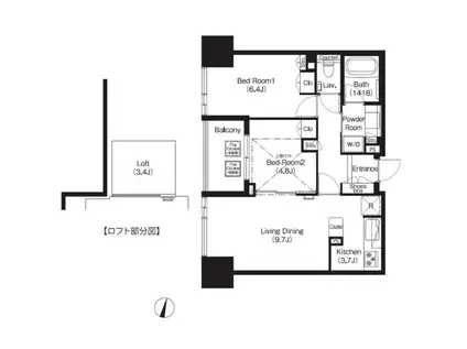 コンフォリア大宮(2LDK/12階)の間取り写真