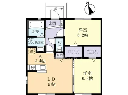 LIEBEKOWA B(2LDK/1階)の間取り写真