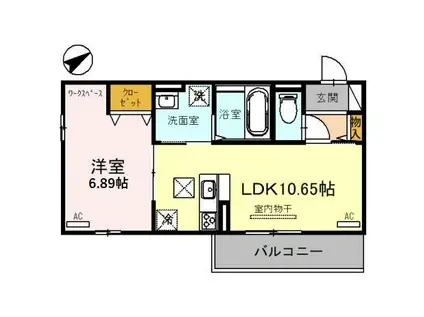 ウエスト PATHII(1LDK/1階)の間取り写真