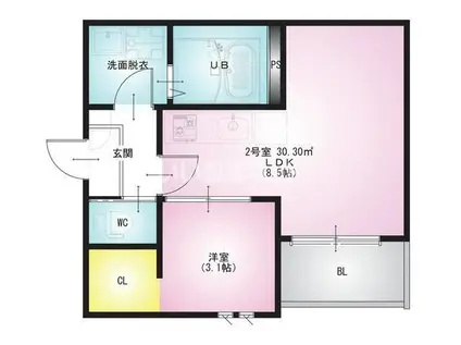 REGALEST 北越谷(1LDK/2階)の間取り写真