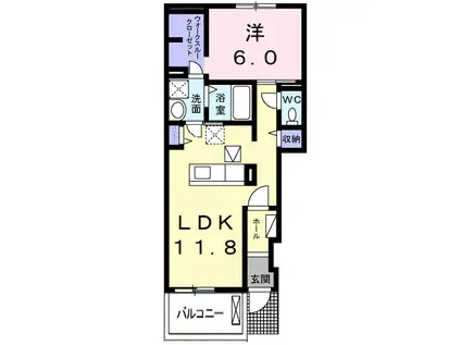 プロムナードB(1LDK/1階)の間取り写真