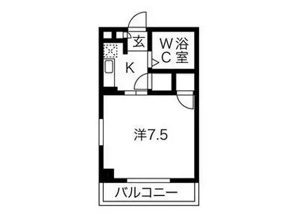 ピュアササキ(1K/3階)の間取り写真