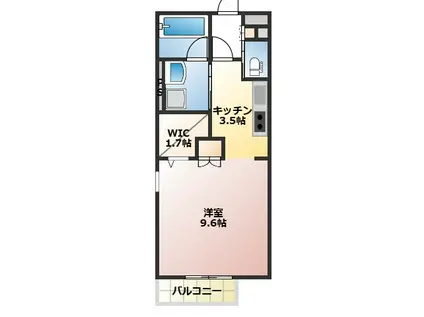 フィカーサイシイII(1K/1階)の間取り写真