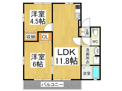 シティハイムナガタII(2LDK/2階)の間取り写真