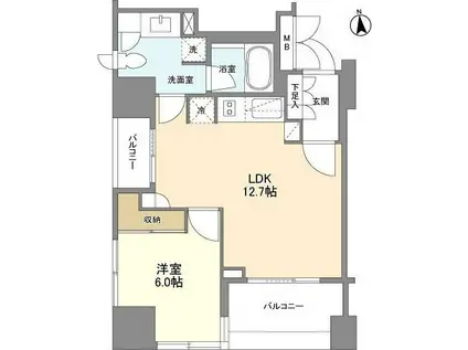 LASANTE 麻布十番(1LDK/5階)の間取り写真