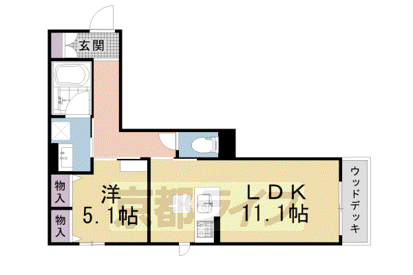 レフィシア松ヶ崎(1LDK/1階)の間取り写真