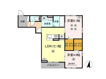 カサグランデ松山(2LDK/2階)の間取り写真