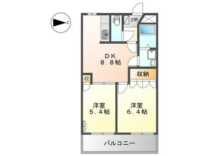 エレガントモレノ(2DK/2階)の間取り写真