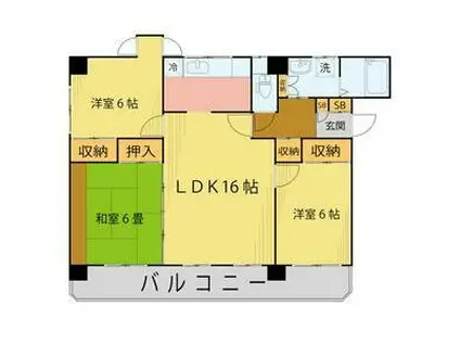 ハウス米ケ袋三丁目(3LDK/3階)の間取り写真