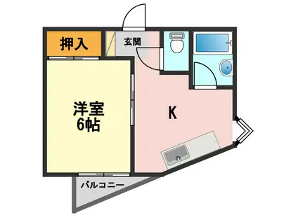 宍戸ハイツ(1DK/3階)の間取り写真