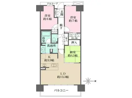 ザ・パークハウス相生山(3LDK/6階)の間取り写真