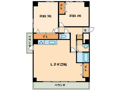 BLOIS SHIRATORI TEIEN(2LDK/3階)の間取り写真