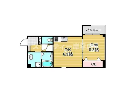 GARDENIA天王寺南(1DK/3階)の間取り写真