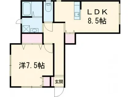 PATIO(1DK/1階)の間取り写真