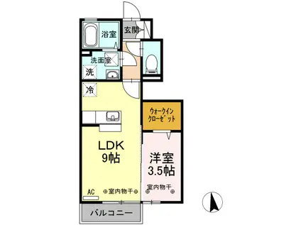 D-ROOM本郷町(1LDK/1階)の間取り写真