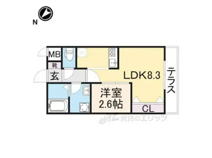 ONLYONE宝塚(1LDK/1階)の間取り写真