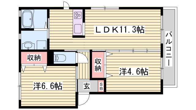 シャーメゾン広野(2LDK/1階)の間取り写真