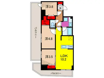S-RESIDENCE北綾瀬AWESOME(3LDK/6階)の間取り写真