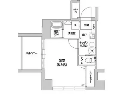 スカイレジデンス中落合(1K/3階)の間取り写真