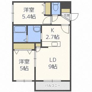 LA CAUSA N22(2LDK/4階)の間取り写真