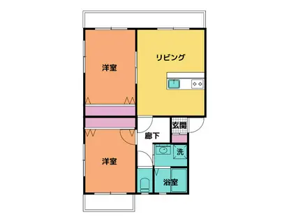 レジェン清水 弐号館(2LDK/3階)の間取り写真