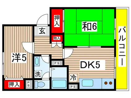 瑞光ハイツ(2DK/2階)の間取り写真