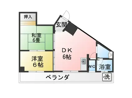ミトモビル岳洋マンション(2DK/7階)の間取り写真