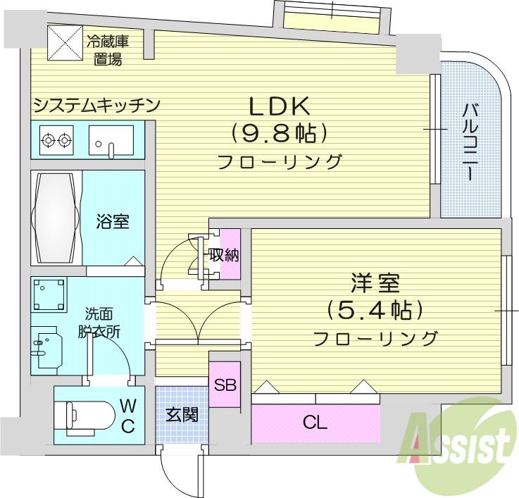 クラベール(1LDK/2階)の間取り写真
