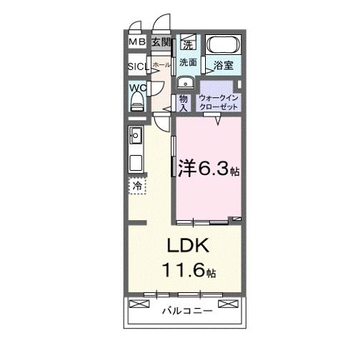 ノルド フィウーメ(1LDK/3階)の間取り写真