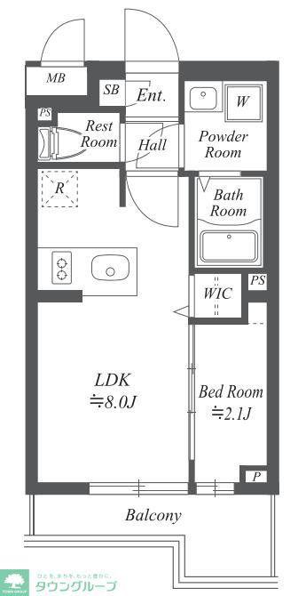 ブランシエスタ用賀(1LDK/2階)の間取り写真