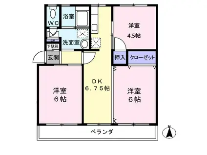 アイフィールド大泉A(3DK/1階)の間取り写真