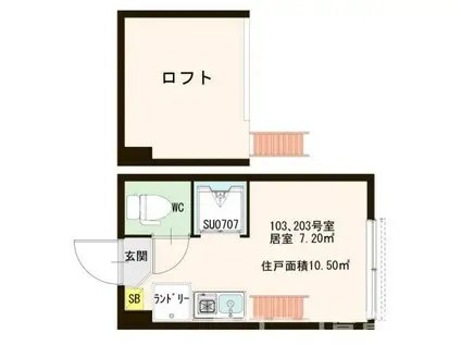 ハーモニーテラス高井戸東(ワンルーム/1階)の間取り写真